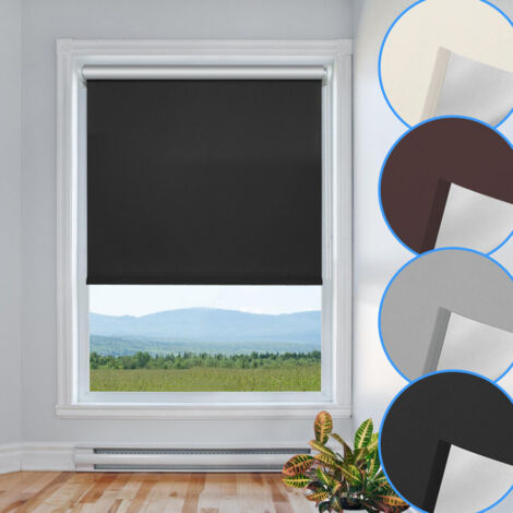 Tenda a rullo termo oscurante con comando laterale senza perforazione. montaggio singolo. 50 cm x 160 cm. nero