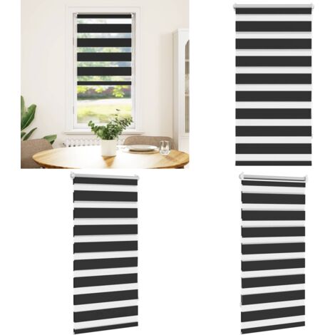 Tenda a rullo zebra 80,9x150 cm Tessuto Larghezza 76,7 cm nero - Tenda zebrata - Tenda a rullo nera