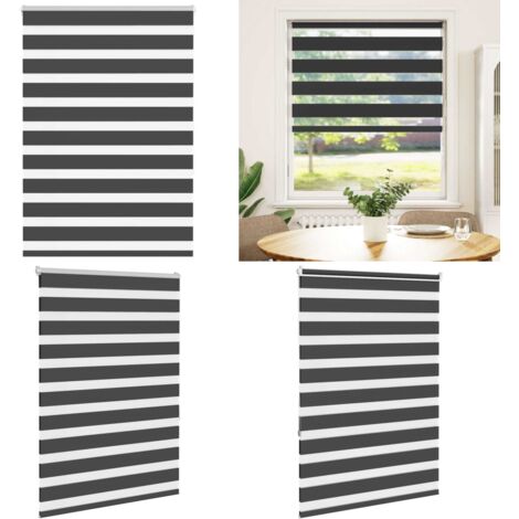 Tenda a Rullo Zebra Nero Larghezza Tessuto 105,9 cm Poliestere - Tenda zebrata - Privacy