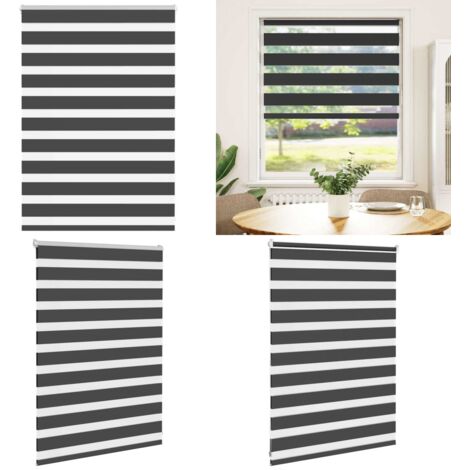 Tenda a Rullo Zebra Nero Larghezza Tessuto 105,9 cm Poliestere - Tenda zebrata - Tenda a due strati