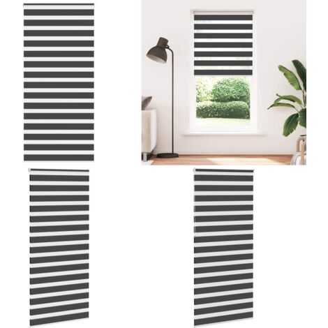 Tenda a Rullo Zebra Nero Larghezza Tessuto 105,9 cm Poliestere - Tenda zebrata - Tenda a due strati