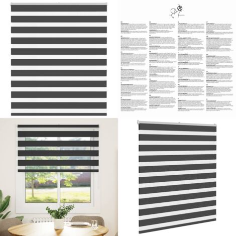 Tenda a Rullo Zebra Nero Larghezza Tessuto 125,9 cm Poliestere - Tenda zebrata - Tenda a due strati