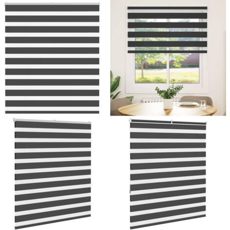 Tenda a Rullo Zebra Nero Larghezza Tessuto 130,9 cm Poliestere - Tenda zebrata - Tenda a due strati