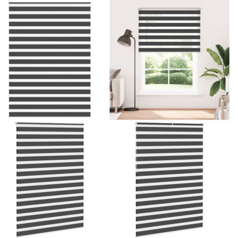 Tenda a Rullo Zebra Nero Larghezza Tessuto 150,9 cm Poliestere - Tenda zebrata - Privacy