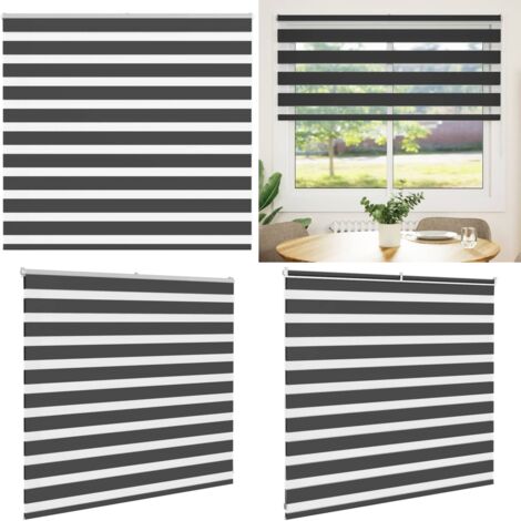 Tenda a Rullo Zebra Nero Larghezza Tessuto 160,9 cm Poliestere - Tenda zebrata - Privacy