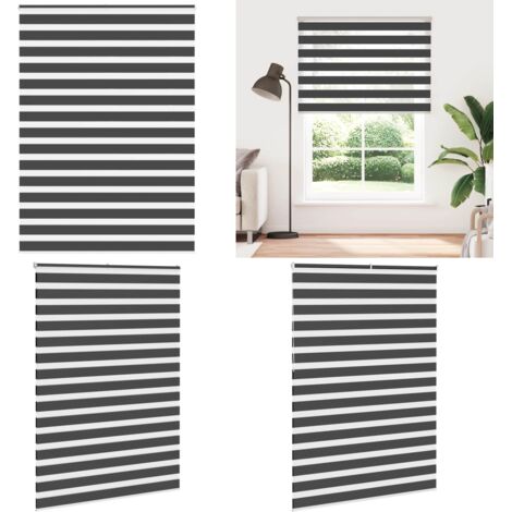 Tenda a Rullo Zebra Nero Larghezza Tessuto 160,9 cm Poliestere - Tenda zebrata - Tenda a due strati