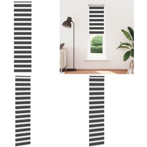 Tenda a Rullo Zebra Nero Larghezza Tessuto 55,9 cm Poliestere - Tenda zebrata - Privacy