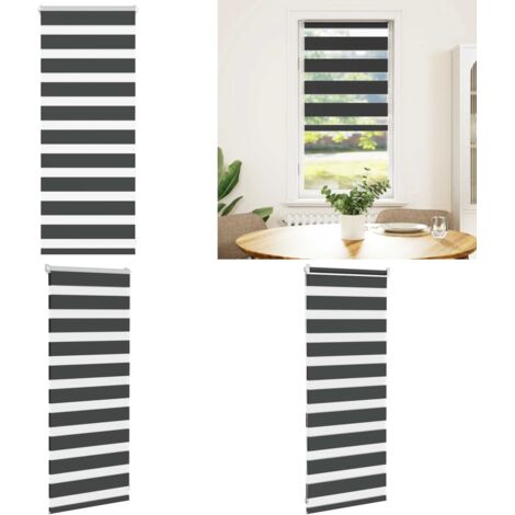Tenda a Rullo Zebra Nero Larghezza Tessuto 55,9 cm Poliestere - Tenda zebrata - Tenda a due strati