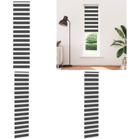 Tenda a Rullo Zebra Nero Larghezza Tessuto 60,9 cm Poliestere - Tenda zebrata - Tenda a due strati