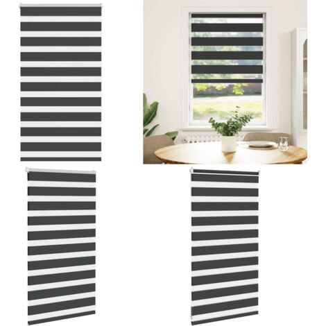 Tenda a Rullo Zebra Nero Larghezza Tessuto 65,9 cm Poliestere - Tenda zebrata - Tenda a due strati