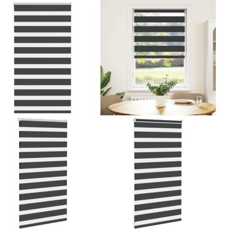 Tenda a Rullo Zebra Nero Larghezza Tessuto 70,9 cm Poliestere - Tenda zebrata - Tenda a due strati