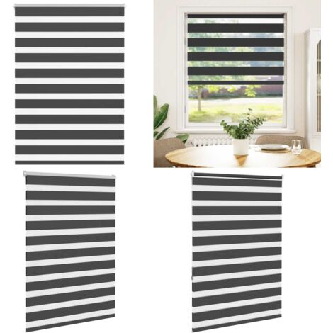 Tenda a Rullo Zebra Nero Larghezza Tessuto 90,9 cm Poliestere - Tenda zebrata - Tenda a due strati