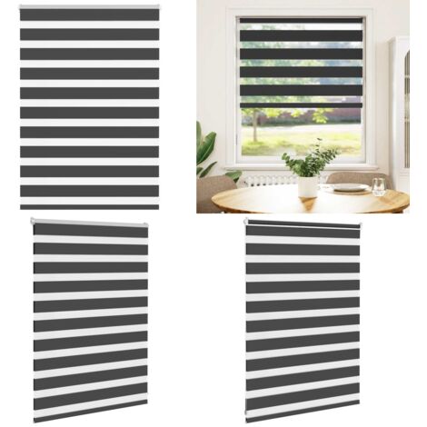Tenda a Rullo Zebra Nero Larghezza Tessuto 90,9 cm Poliestere - Tenda zebrata - Tenda a due strati