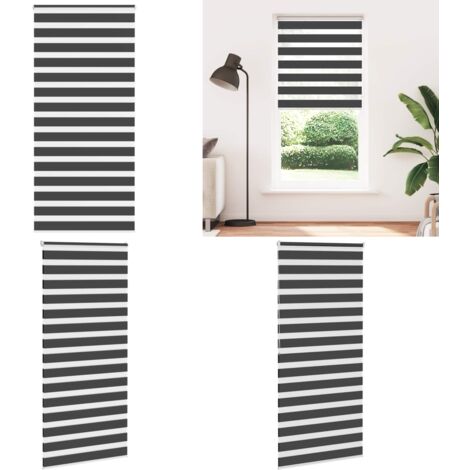 Tenda a Rullo Zebra Nero Larghezza Tessuto 90,9 cm Poliestere - Tenda zebrata - Tenda a due strati