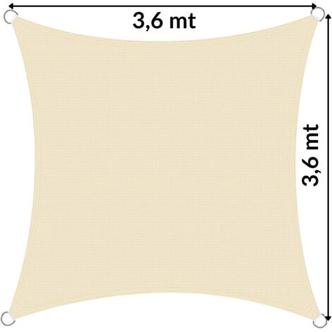 Tenda a Vela Ombreggiante Cilvani Triangolare e Quadrata varie misure - MISURA: QUADRATA 3.6x3.6