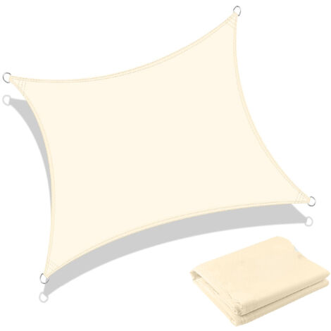 Tenda a Vela Ombreggiante Impermeabile con Anelli Rinforzati Copertura Sole per Giardino Terrazzo Balcone Patio Diverse Forme e Misure Beige - Quadrata3x3 Metri