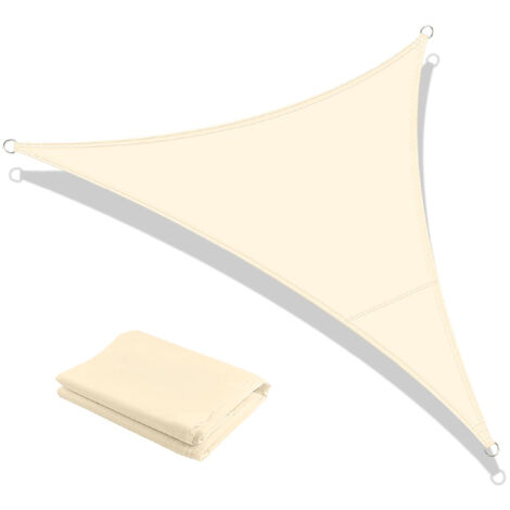 Tenda a Vela Ombreggiante Impermeabile con Anelli Rinforzati Copertura Sole per Giardino Terrazzo Balcone Patio Diverse Forme e Misure Beige - Triangolare3x3 Metri