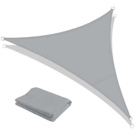 Tenda a Vela Ombreggiante Impermeabile con Anelli Rinforzati Copertura Sole per Giardino Terrazzo Balcone Patio Diverse Forme e Misure Grigio - Triangolare3x3 Metri