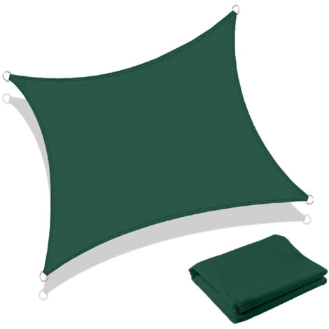 Tenda a Vela Ombreggiante Impermeabile con Anelli Rinforzati Copertura Sole per Giardino Terrazzo Balcone Patio Diverse Forme e Misure Verde - Quadrata3.6x3.6 Metri