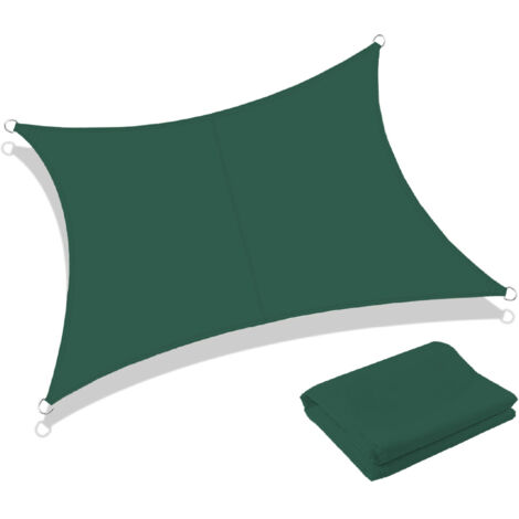 Tenda a Vela Ombreggiante Impermeabile con Anelli Rinforzati Copertura Sole per Giardino Terrazzo Balcone Patio Diverse Forme e Misure Verde - Rettangolare3x4 Metri