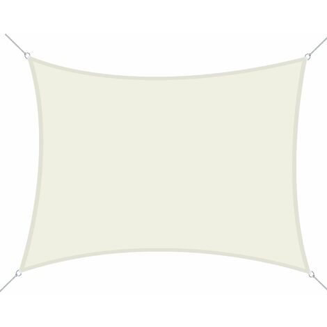 Tenda a Vela Ombreggiante Rettangolare 3x4m in Poliestere Bianco Crema