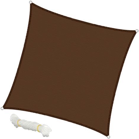 TENDA A VELA QUADRATA 5X5M MARRONE IN POLESTERE RI