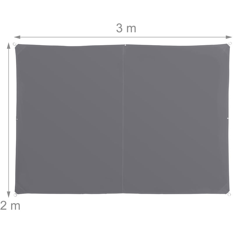 Beige Corde di Supporto LxP: 2x3 m Anti UV Terrazza e Giardino Impermeabile Relaxdays Tenda a Vela Rettangolare 