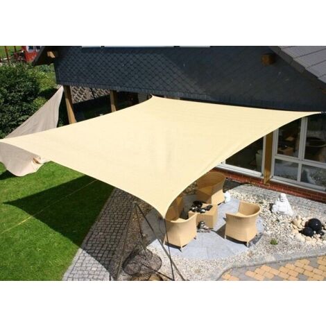Tenda a vela telo quadrato ombreggiante ecrù per arredo esterno giardino mare