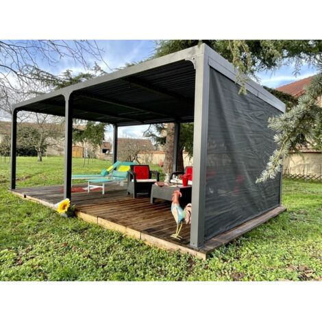 Tenda accessoria per Pergola bioclimatica PER 360x300 e 360x600 con binario per lato 3,60 m, colore grigio