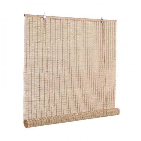 Tenda Anna naturale in bamboo, barre in legno e filo di poliestere copertura 75% -120x260h
