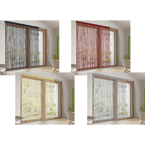 Tenda Antimosca Antirumore Caduta Pannello Porta Finestra Casa Multistring Silver, misura140x290coloreCrema