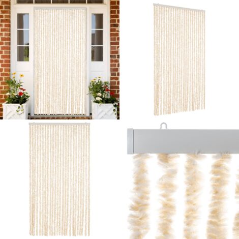 Tenda Antimosche Beige e Bianca 100x220 cm in Ciniglia - Mosche - Zanzare