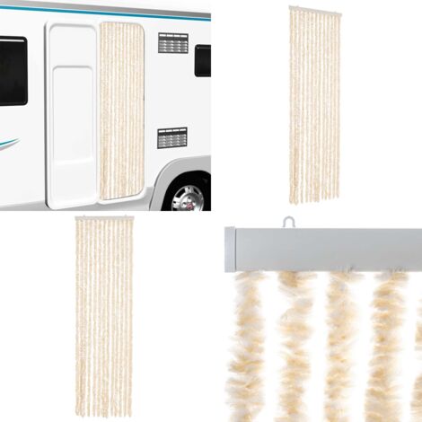 Tenda Antimosche Beige e Bianca 56x200 cm in Ciniglia - Mosche - Zanzare