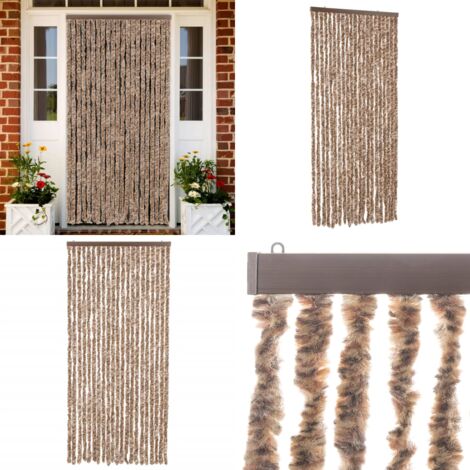 Tenda Antimosche Beige e Marrone Scuro 90x200 cm in Ciniglia - Mosche - Zanzare