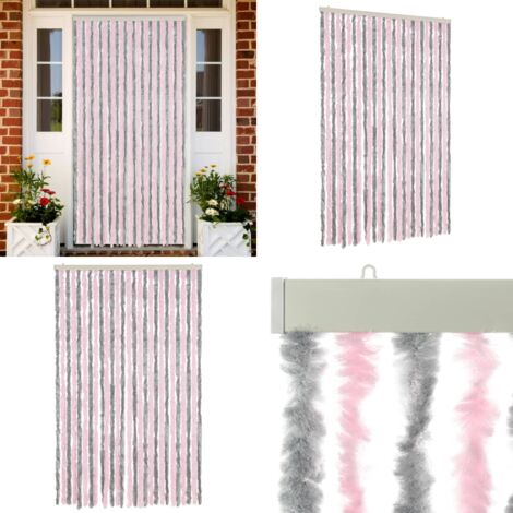 Tenda Antimosche Grigio Argento e Rosa 118x220 cm in Ciniglia - Mosche - Zanzare