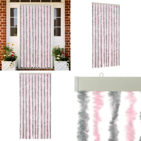Tenda Antimosche Grigio Argento e Rosa 90x220 cm in Ciniglia - Mosche - Zanzare