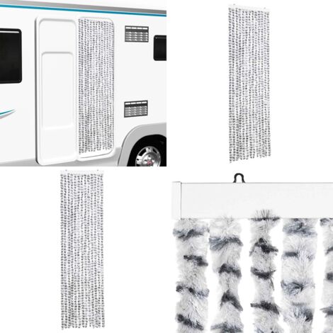 Tenda Antimosche Grigio Chiaro e Grigio Scuro 56x200cm Ciniglia - Mosche - Zanzare