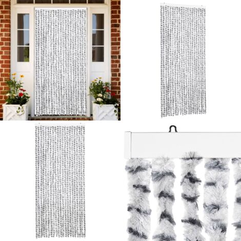 Tenda Antimosche Grigio Chiaro e Grigio Scuro 90x200cm Ciniglia - Mosche - Zanzare