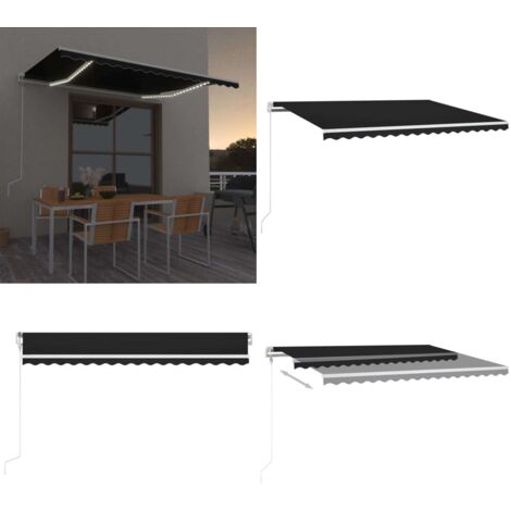 Tenda Automatica con Sensore Vento e LED 450x300 cm Antracite - Tenda con sensore vento - Tenda con luci LED