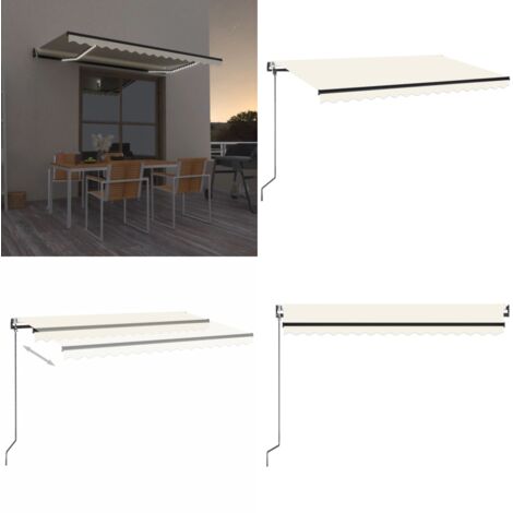 Tenda Automatica con Sensore Vento e LED 450x350 cm Crema - Tenda con sensore vento - Tenda con luci LED