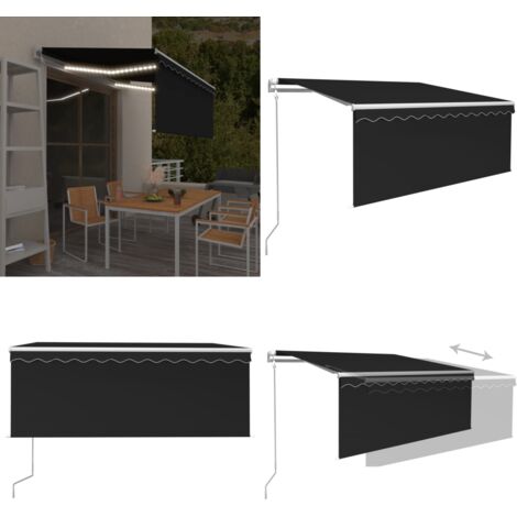Tenda Automatica con Sensore Vento Parasole 3,5x2,5 m Antracite - Parasole con sensore vento - Tenda da sole con manovella