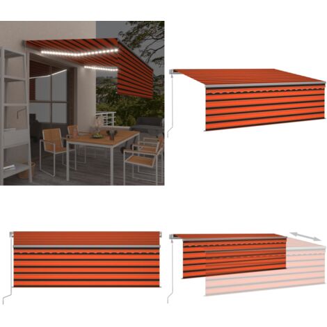 Tenda Automatica LED Sensore Vento 4,5x3 m Arancione e Marrone - Tenda con sensore del vento - Tenda LED