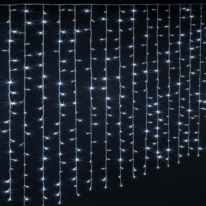Tenda per facciate esterne 200x200cm bianco freddo 400 led + trasformatore - Feeric lights & christmas
