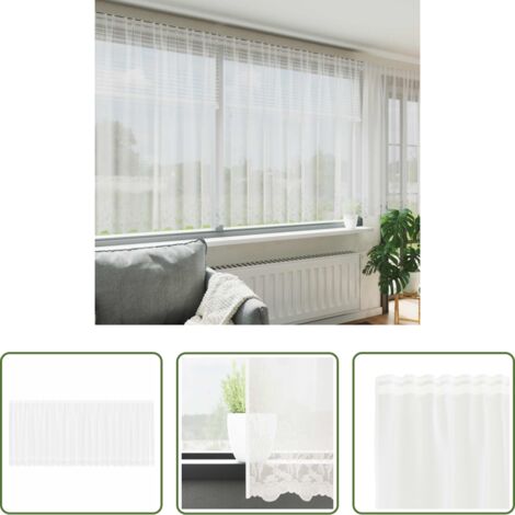 Tenda bianca -  Tenda in Pizzo con tende Bianco 180 x 600 cm Poliestere