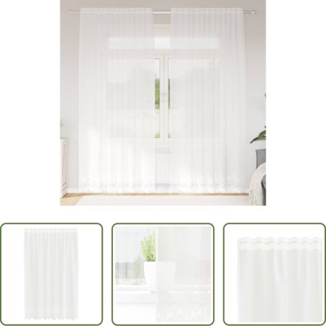 Tenda bianca -  Tenda in Pizzo con tende Bianco 240 x 150 cm Poliestere