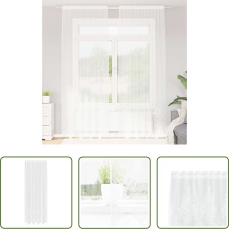 Tenda bianca -  Tenda in Pizzo con tende Bianco 260 x 150 cm Poliestere