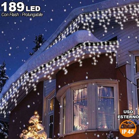 Tenda Cascata Luminosa Bianco Freddo 510x90 cm Prolungabile Fino a 15MT 189 LED