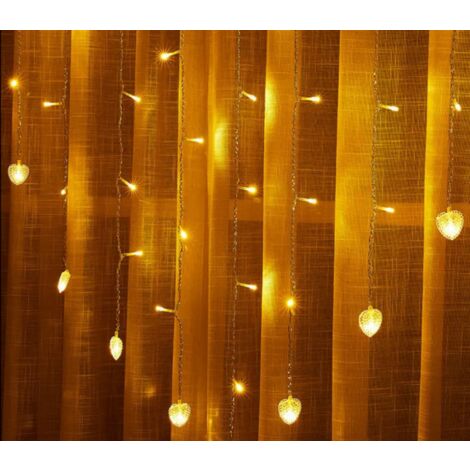 Tenda Catena Luminosa Cuore Luce LED Stringa 5 MT Decorazioni Natalizie Naturale