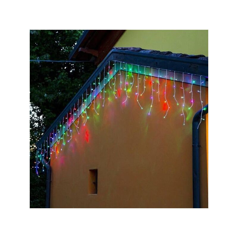 Image of Trade Shop - Tenda Catena Luminosa Esterno Rgb Multicolore Luci Natale 100led Prolungabile 3mt