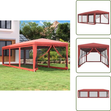 Tenda con pareti in rete - vidaXL Tenda per Feste con Pareti Laterali in Rete Rossa 3x9 m HDPE - Tenda da sole